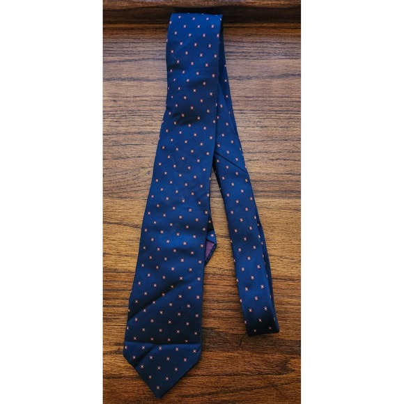 Philippe Perrier Other - Philippe Perrier Mens Silk Tie Navy Blue Red Geometric Medallion Made in Italy